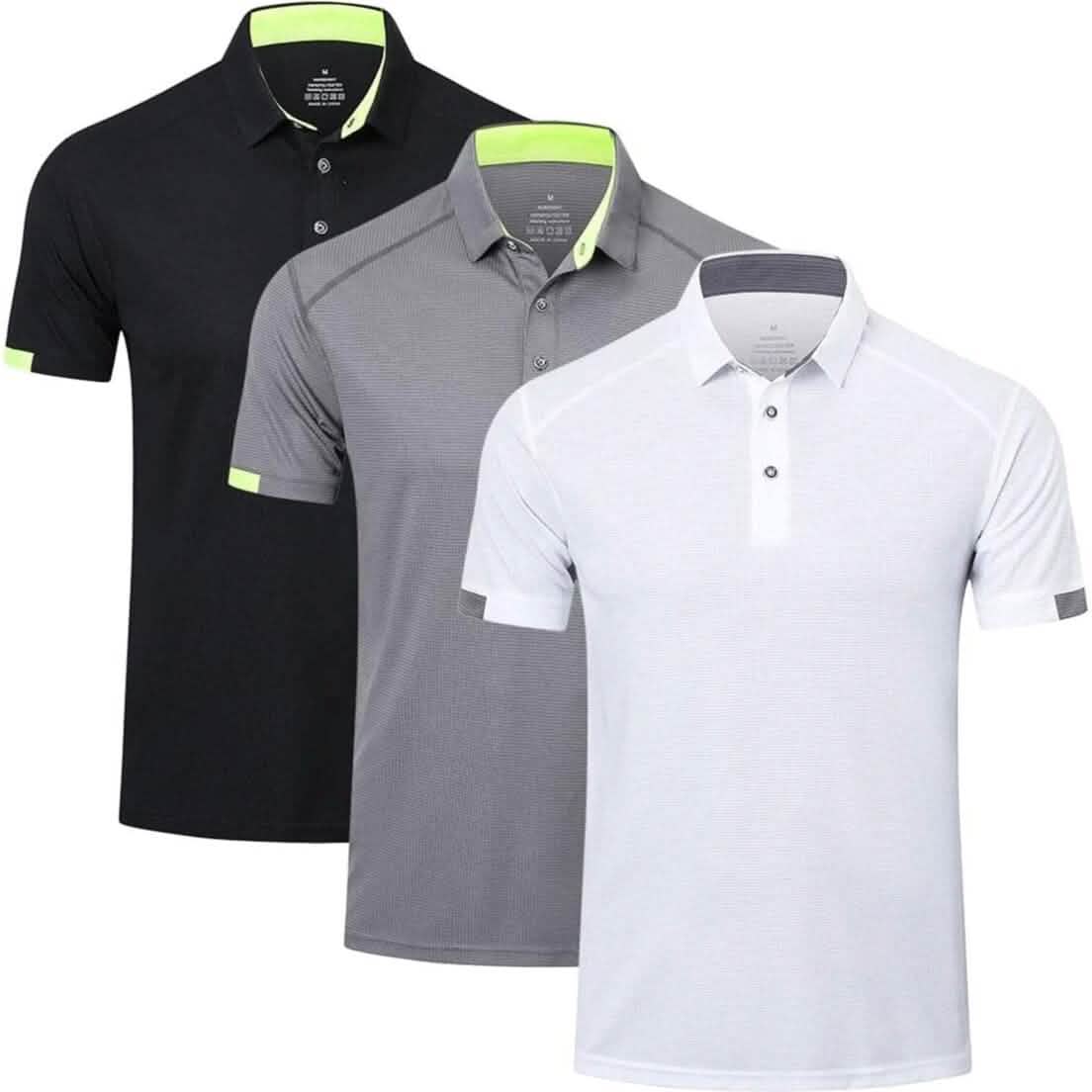 3-Pack: Men's Short Sleeve Breathable Quick Dry Golf Polo Shirts