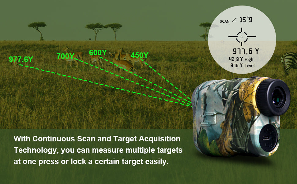 1000 Yard Laser Rangefinder Hunting Golf Range Finder 6.5X Rechargeable