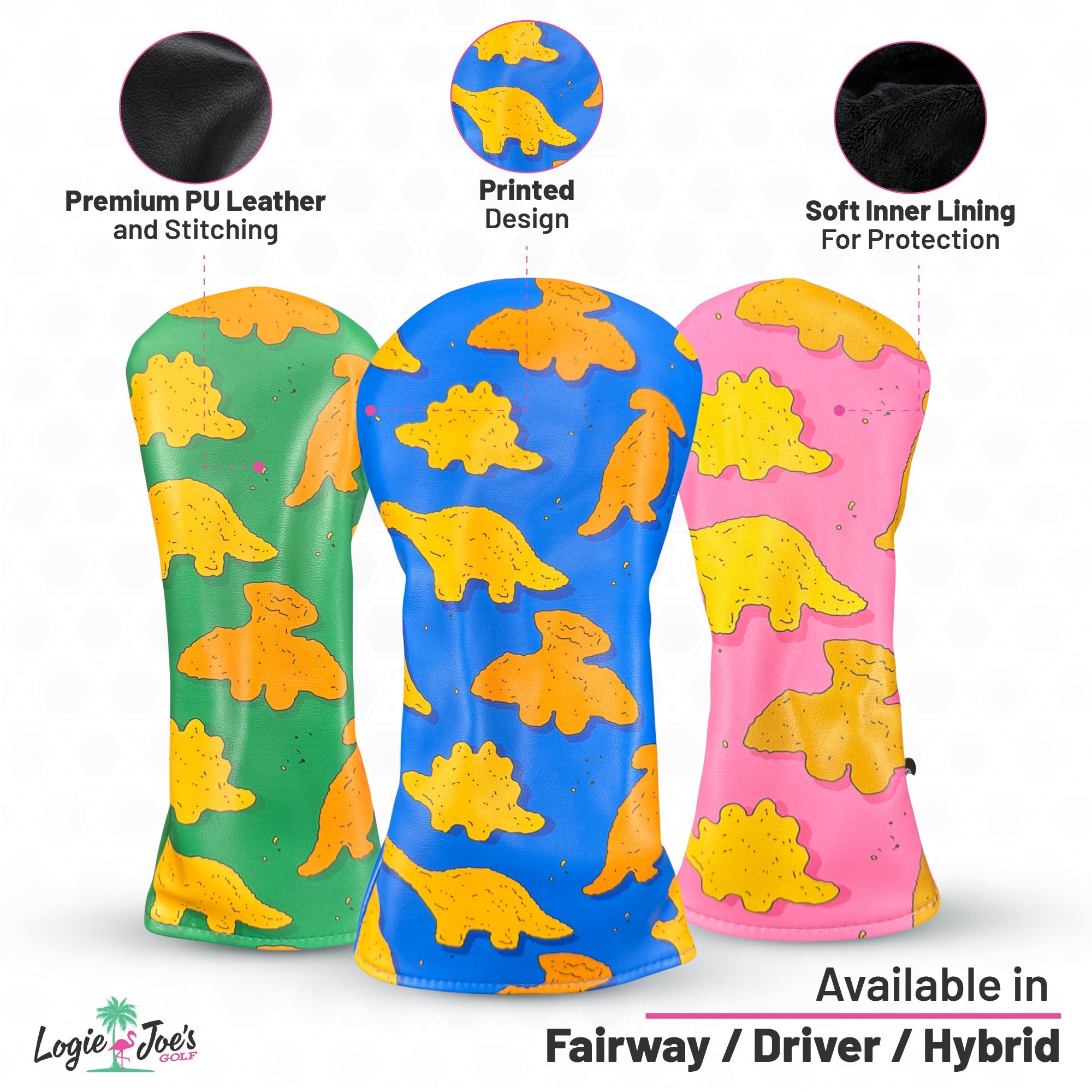 Dino Nugget Fairway Wood Headcover | Premium Golf Fairway Cover | Soft Protective Interior | Durable Synthetic Leather