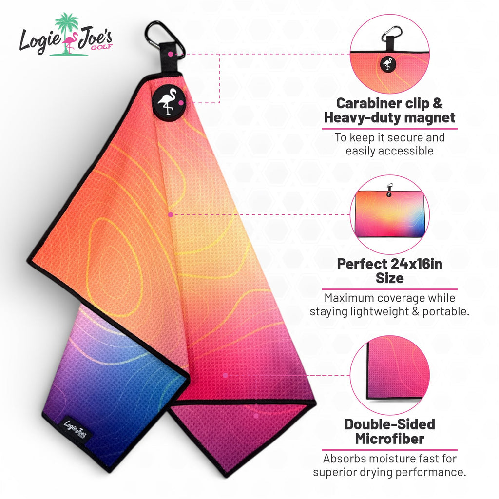 Hot Sauce Golf Towel | Premium Double-Sided Microfiber | Heavy-Duty Magnetic Towel with Carabiner Clip | 24 x 16 in