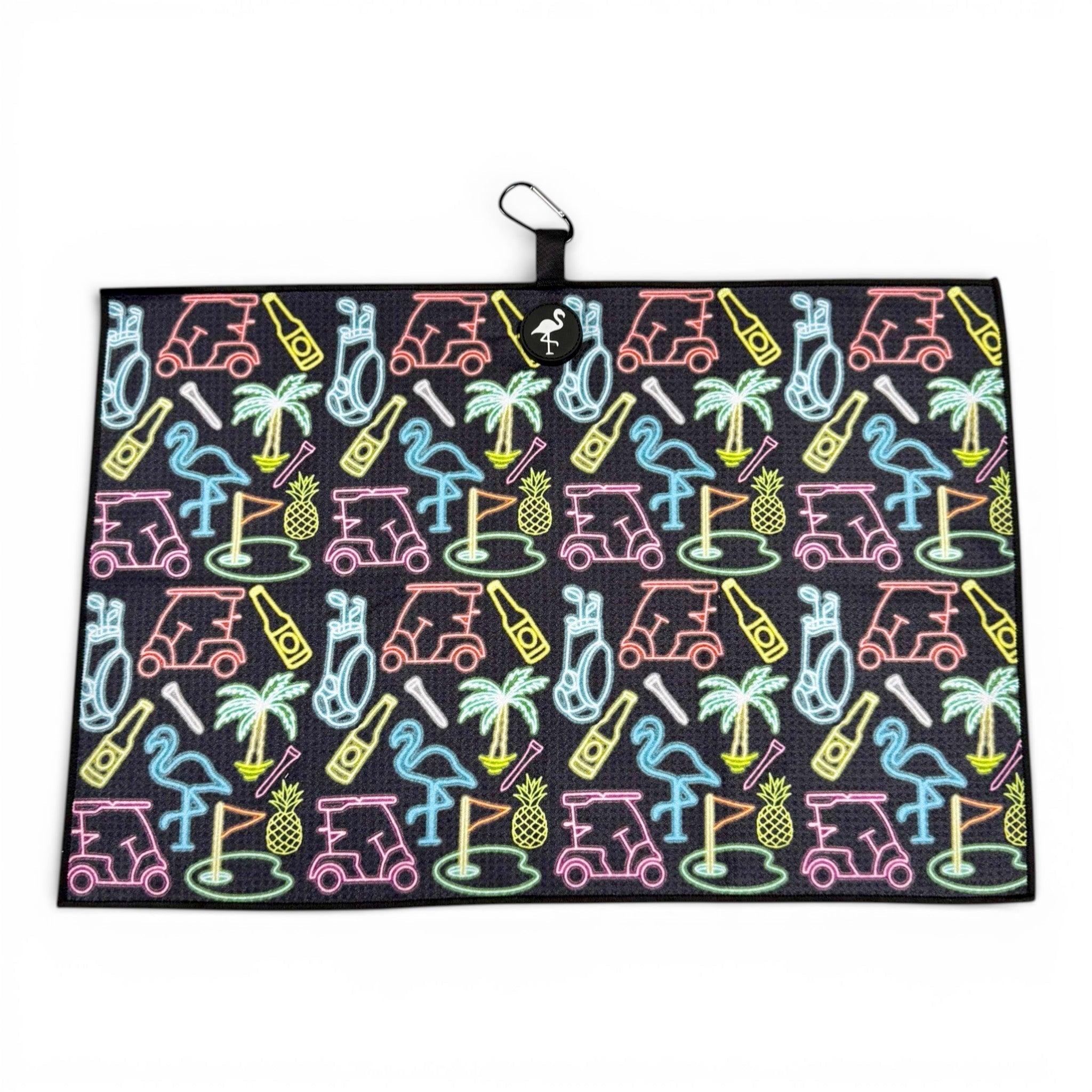 Miami Slice Golf Towel | Premium Double-Sided Microfiber | Heavy-Duty Magnetic Towel with Carabiner Clip | 24 x 16 in