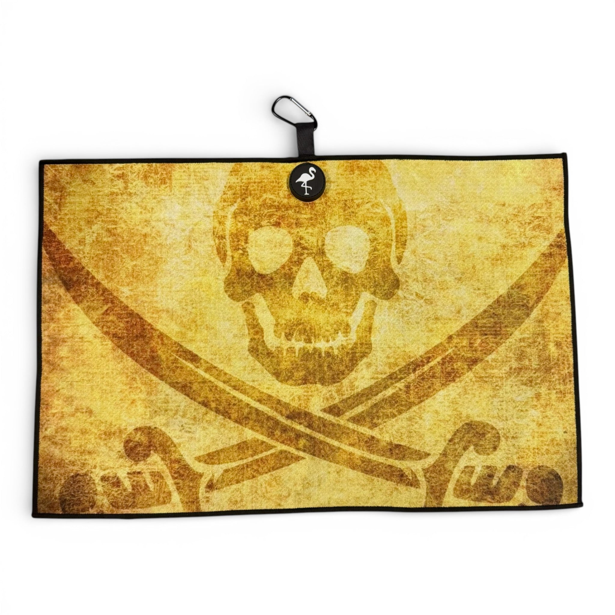 Pirate Skull Golf Towel | Premium Double-Sided Microfiber | Heavy-Duty Magnetic Towel with Carabiner Clip | 24 x 16 in