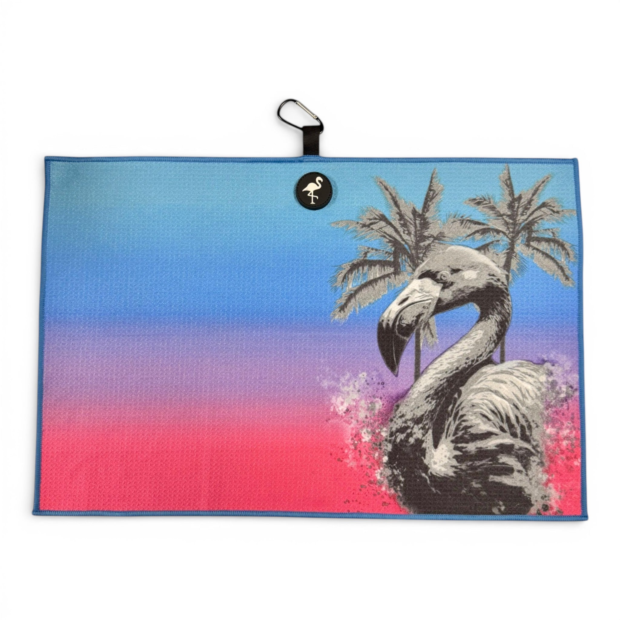 Flamingo Palm Golf Towel | Premium Double-Sided Microfiber | Heavy-Duty Magnetic Towel with Carabiner Clip | 24 x 16 in