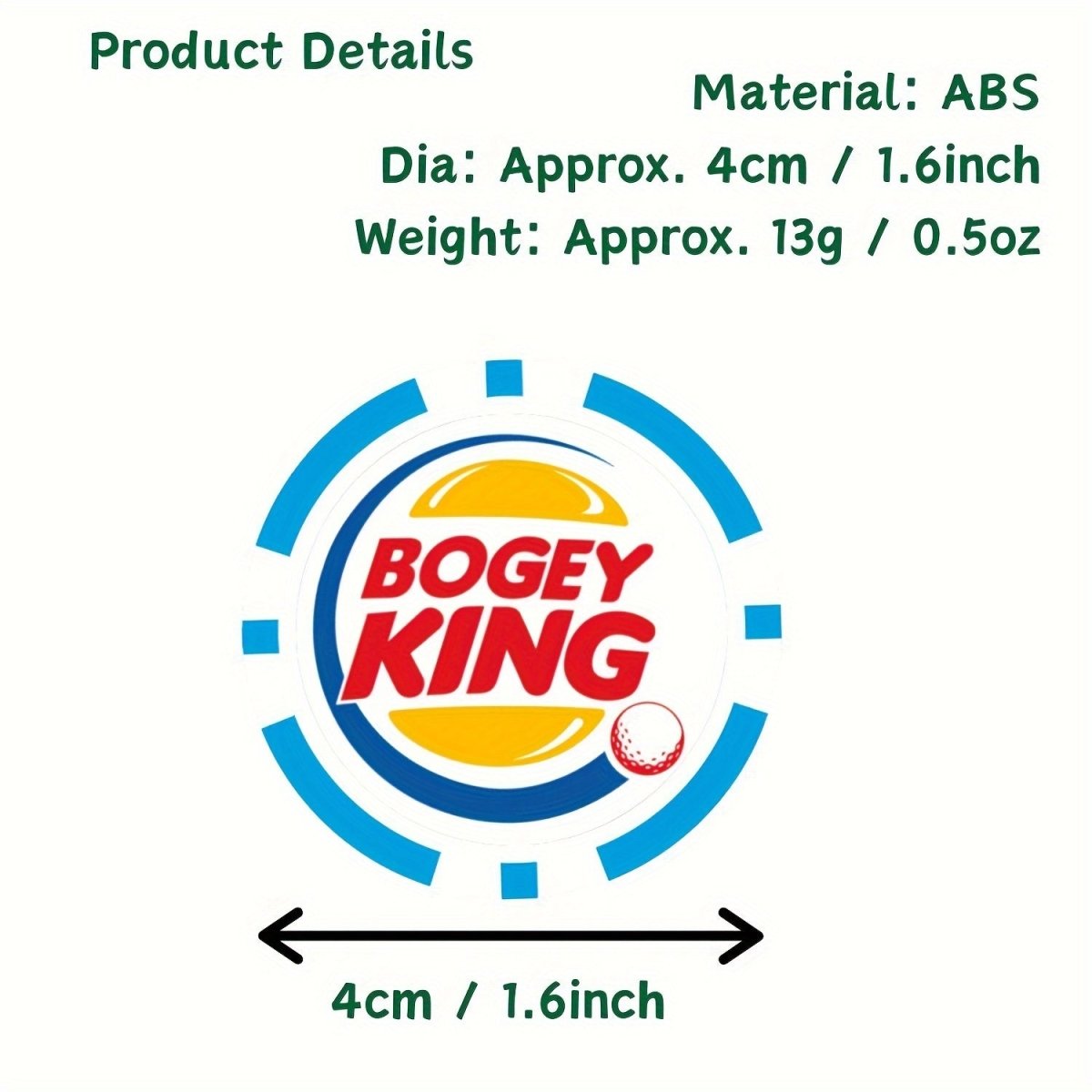 Bogey King Golf Ball Marker - Poker Chip Style