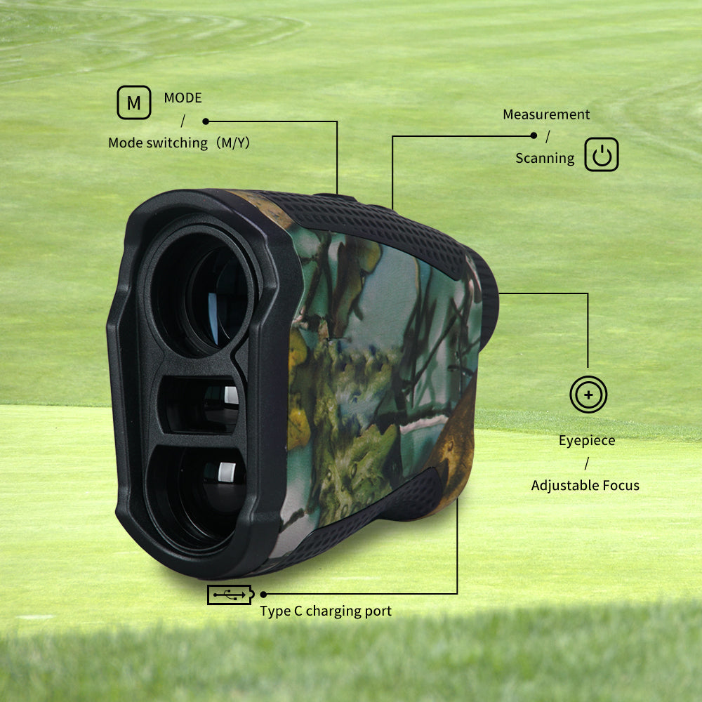 1000 Yard Laser Rangefinder Hunting Golf Range Finder 6.5X Rechargeable